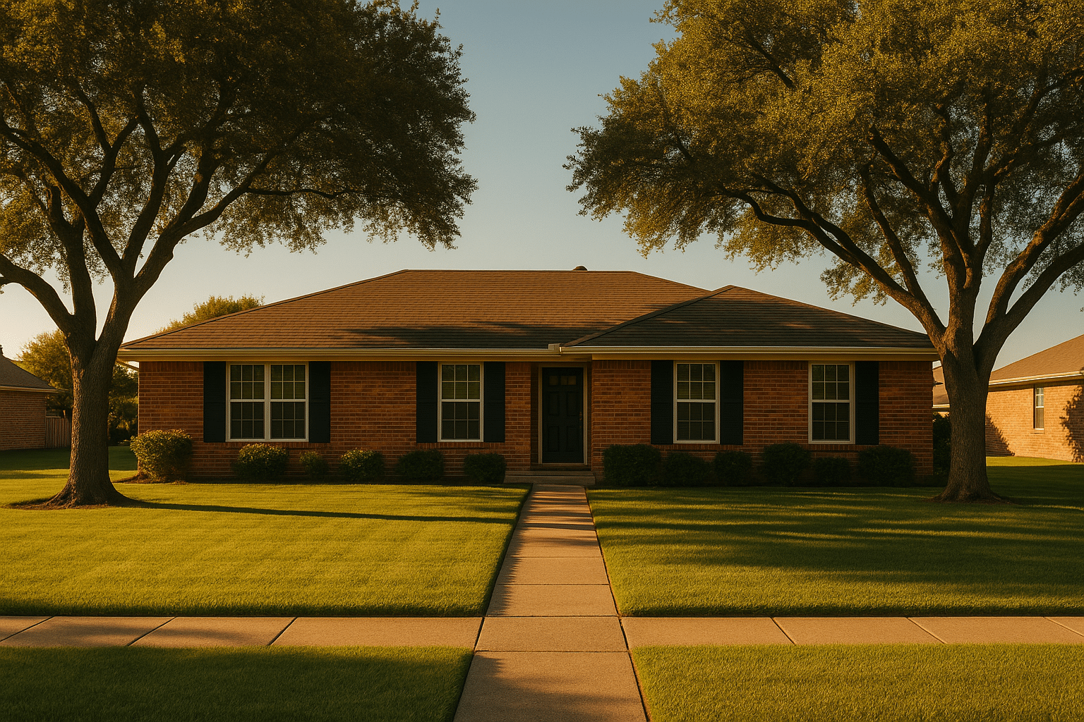 North Texas home with lush green lawn